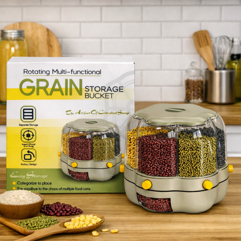 Rotating Grain Storage Bucket – Multi‑functional Organizer