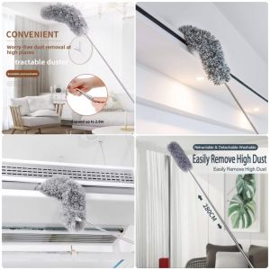 Foldable Cleaning Grey Duster – Extendable Washable Tool