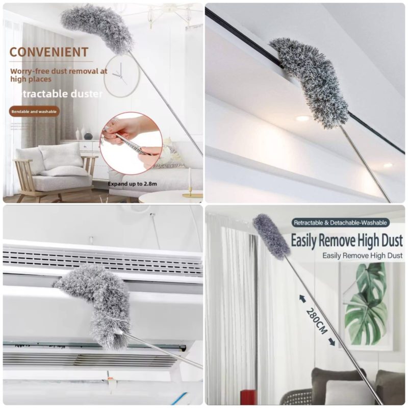 Foldable Cleaning Grey Duster – Extendable Washable Tool Foldable Cleaning Grey Duster – Extendable Washable Tool