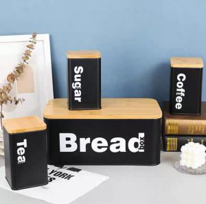 Steel Bread Box & Canister Set – Black Matte Finish