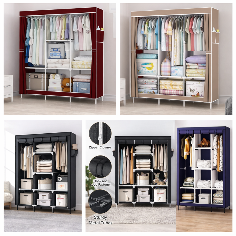 Non‑woven Cloth Wardrobe – Folding Portable Storage Cabinet