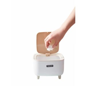 Small Trash Can with Wooden Cap