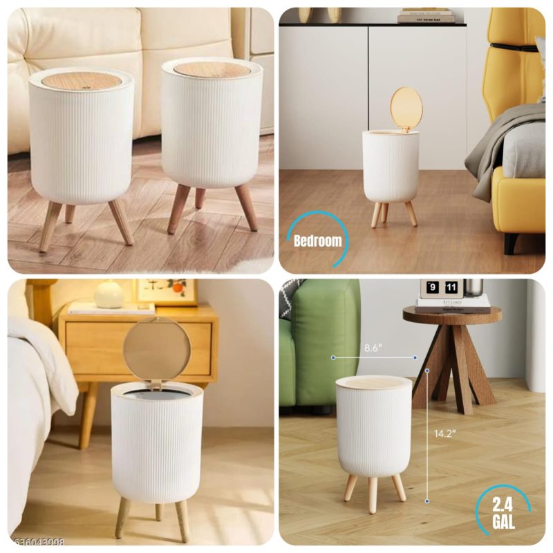 Wooden Dustbin Round Shape – Stylish Household Bin