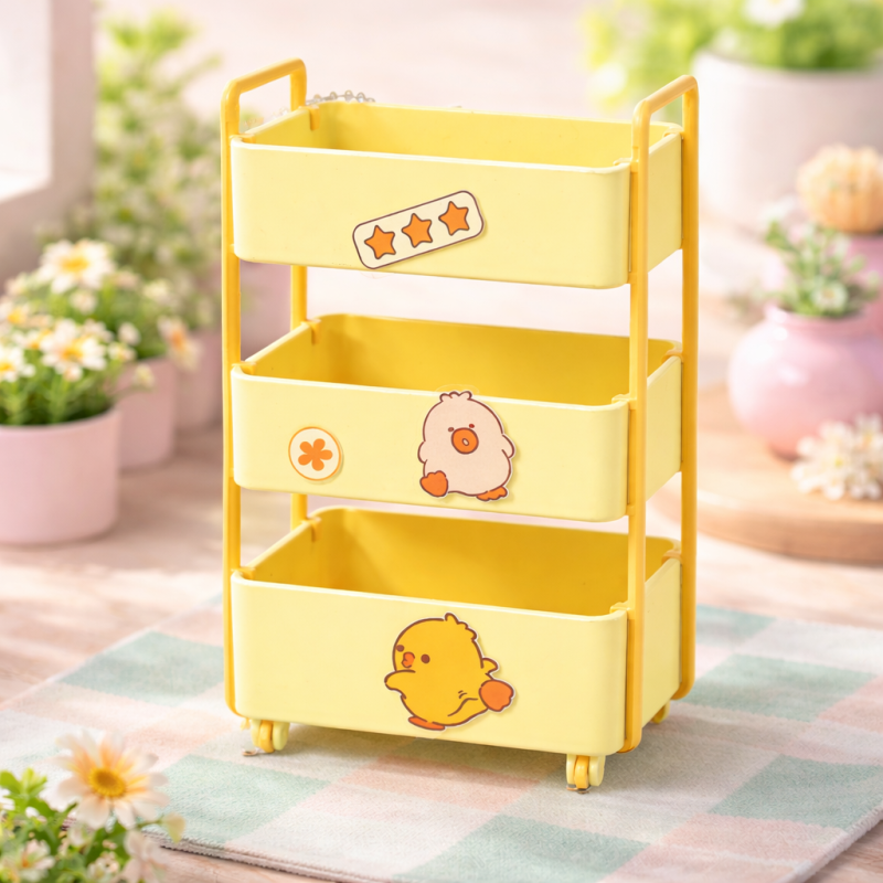 Flower Chick 3‑Tier Kids Storage Cart – Cute Organizer with Wheels Flower Chick 3‑Tier Kids Storage Cart – Cute Organizer with Wheels