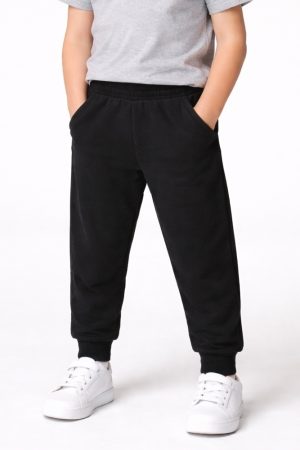 Plain Black French Terry Trouser for Kids