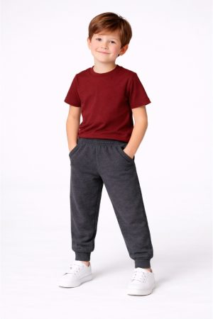 Plain Charcoal French Terry Trouser for Kids