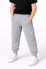 Plain Heather Grey French Terry Trouser for Kids