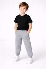 Plain Heather Grey French Terry Trouser for Kids