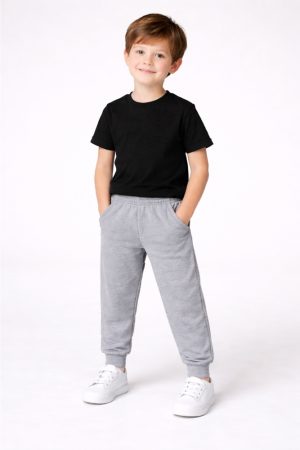 Plain Heather Grey French Terry Trouser for Kids