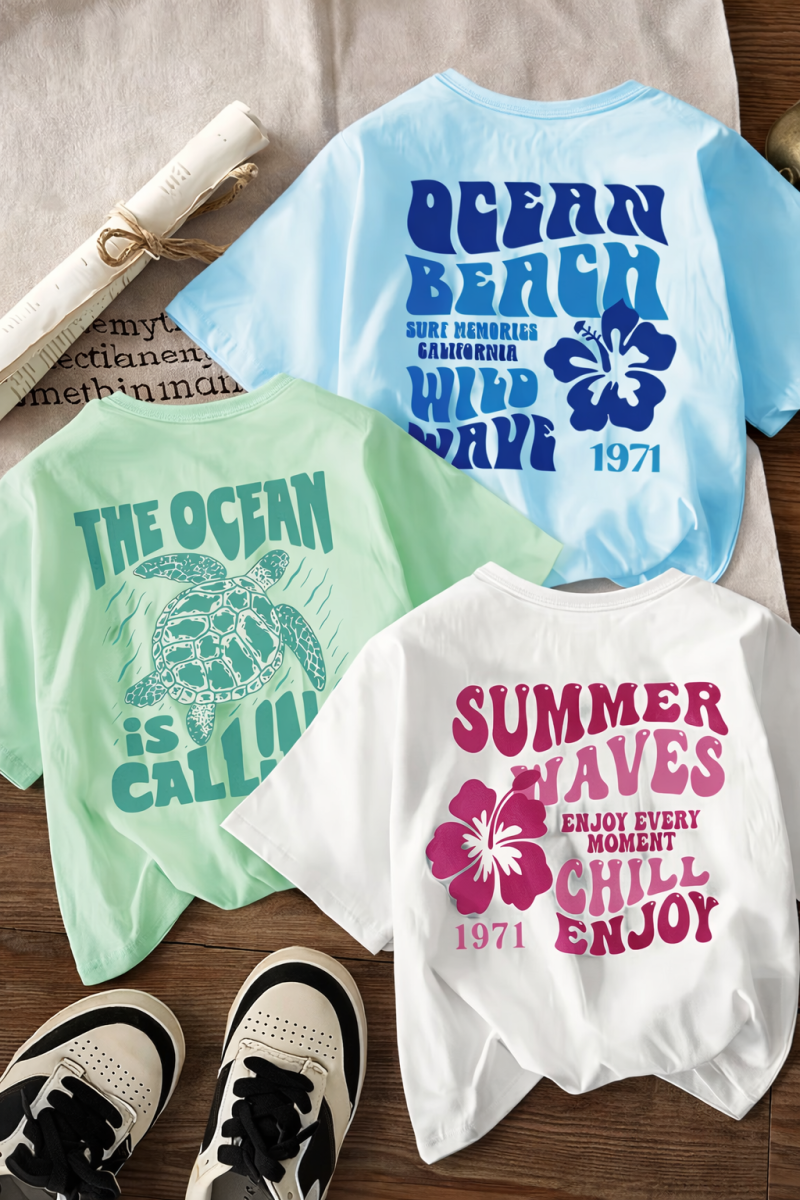Pack of 3 The Ocean Waves Printed T-Shirts For Unisex Pack of 3 The Ocean Waves Printed T-Shirts For Unisex
