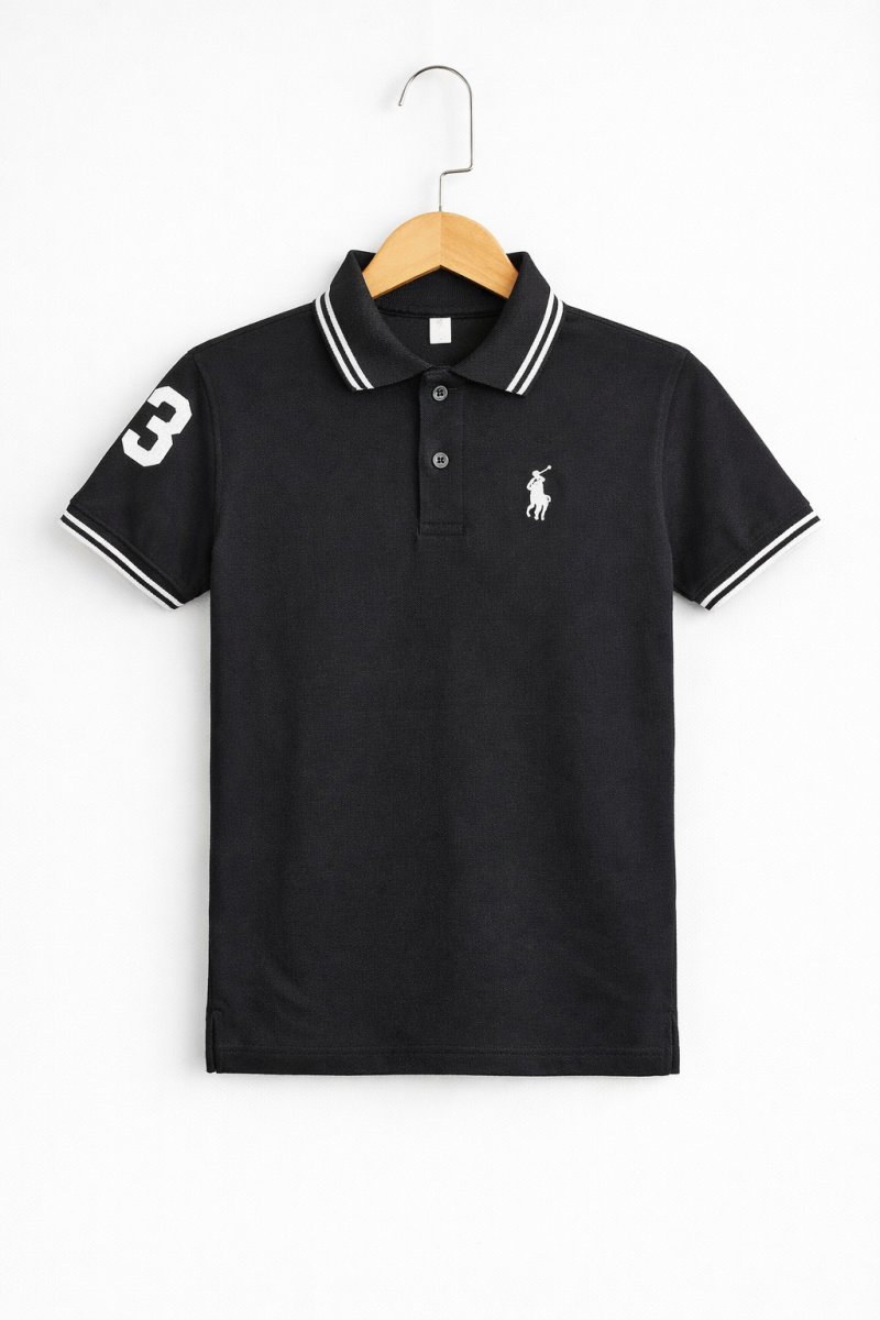 Black Classic Polo T-Shirt for Kids