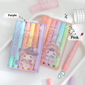 Cute Girly Mini Highlighters – Pastel Neon Stationery Set