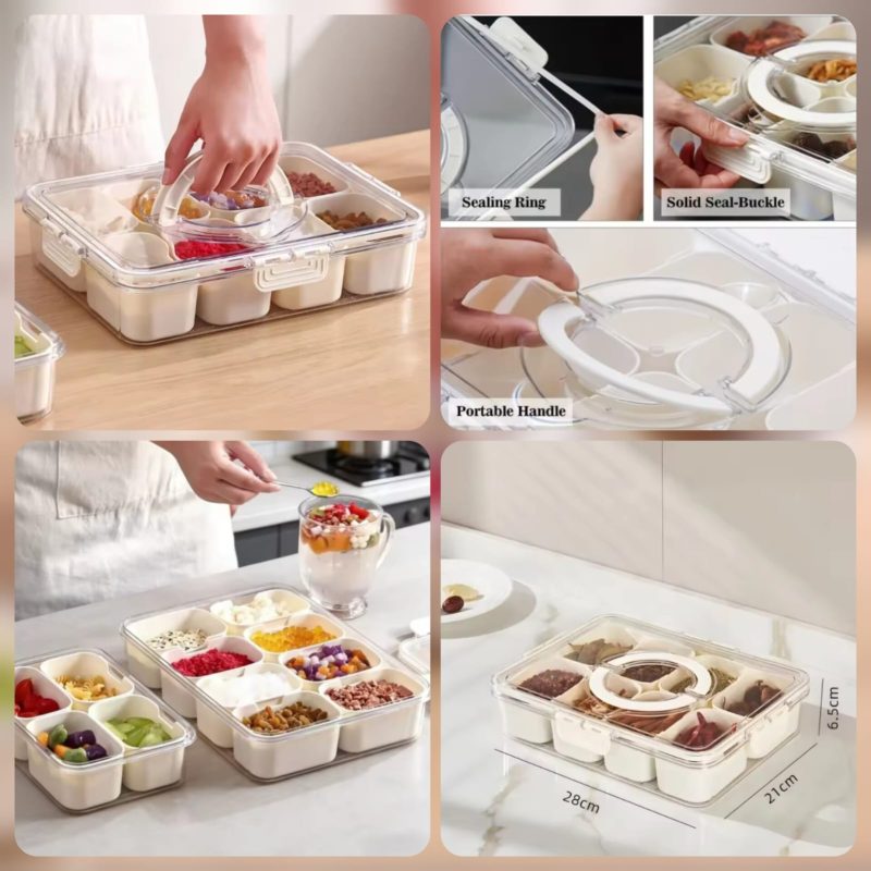 8Grid Food Grade Snacks Storage Box – Airtight Portable Organizer