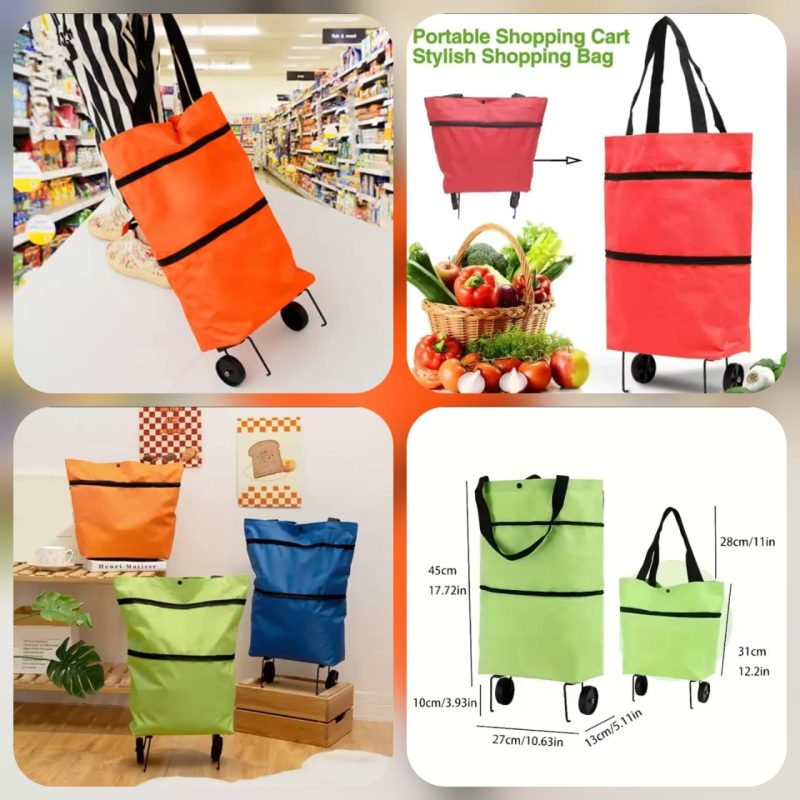 Expandable Travel Trolly Bag – Foldable Shopping Cart with Wheels