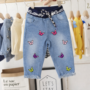 Sky Blue Denim Pant For Girls