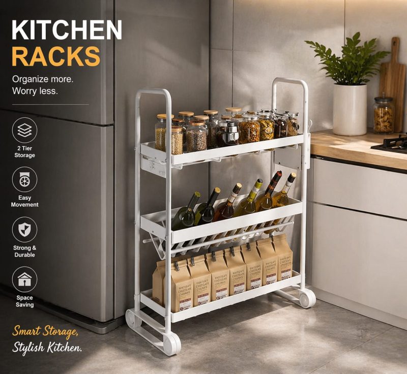 3 Layer Storage Kitchen Rack – Strong & Durable Organizer