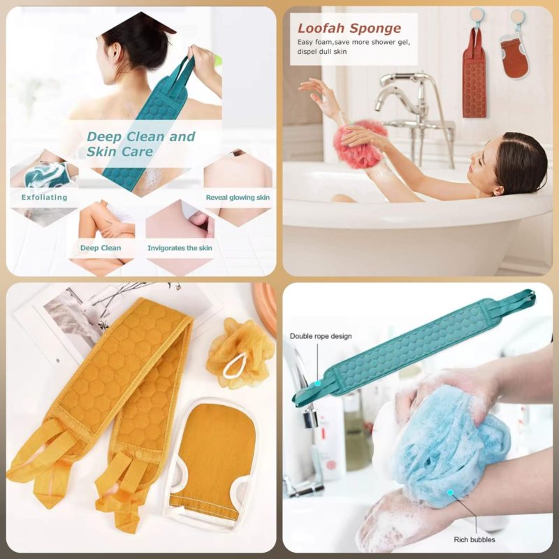 3in1 Bath Set – Loofah Strap & Glove