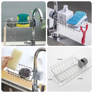 Steel Faucet Rack – Adjustable Kitchen Sink Organizer
