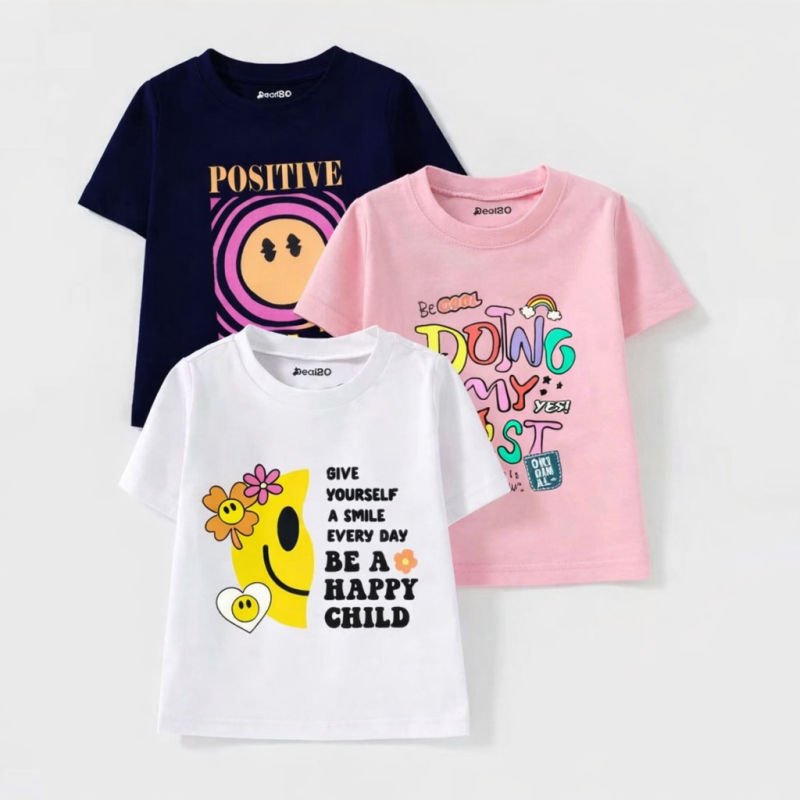 Pack of 3 Best Child Printed T-shirts for Girls Pack of 3 Best Child Printed T-shirts for Girls