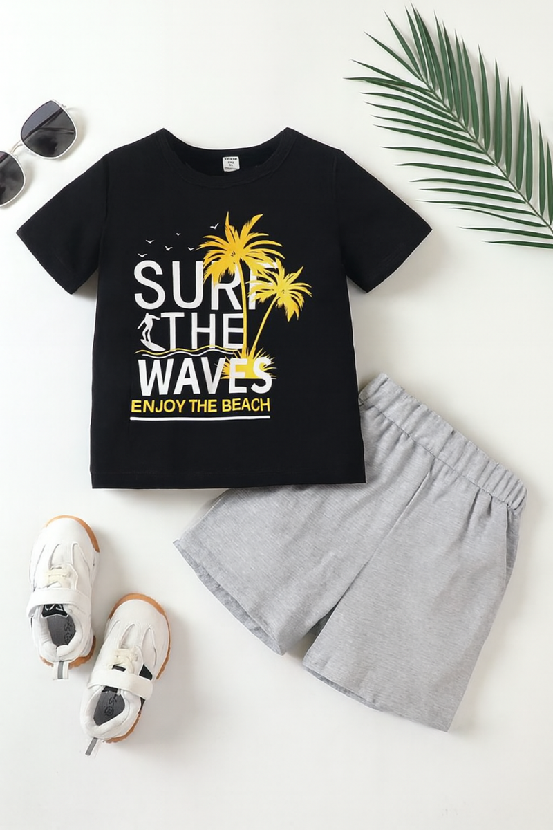 Kids Surf The Waves Printed Summer Short Suit Kids Surf The Waves Printed Summer Short Suit