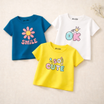 Pack of 3 Cute Flower Printed T-shirts for Girls