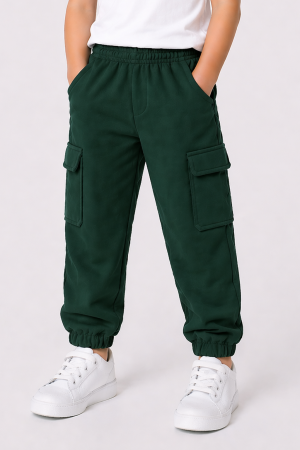Bottle Green Cargo Terry Trouser for Kids