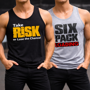 Pack of 2 Take Risk Loading Printed Tank Tops For Mens