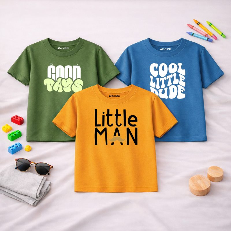 Pack of 3 Little Good Man Printed T-Shirts For Boys Pack of 3 Little Good Man Printed T-Shirts For Boys