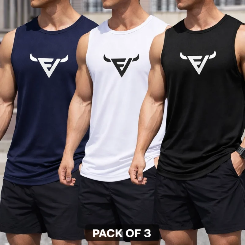Pack of 3 Alpha Bull Edge Athletic Printed Tank Tops Set Pack of 3 Alpha Bull Edge Athletic Printed Tank Tops Set