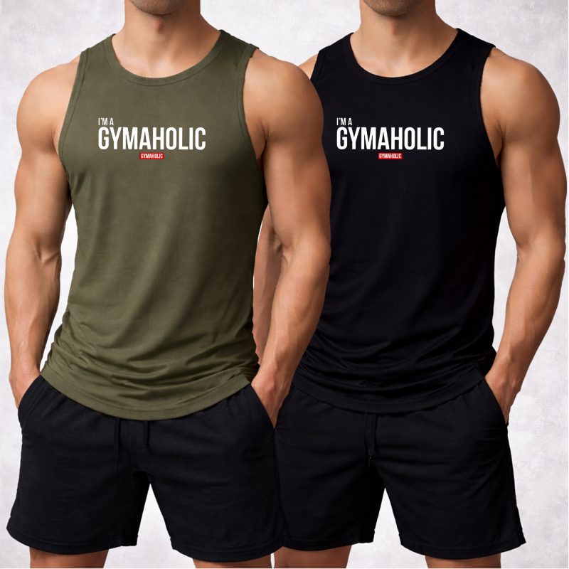 Pack of 2 Gym Holic Printed Tank Tops For Mens
