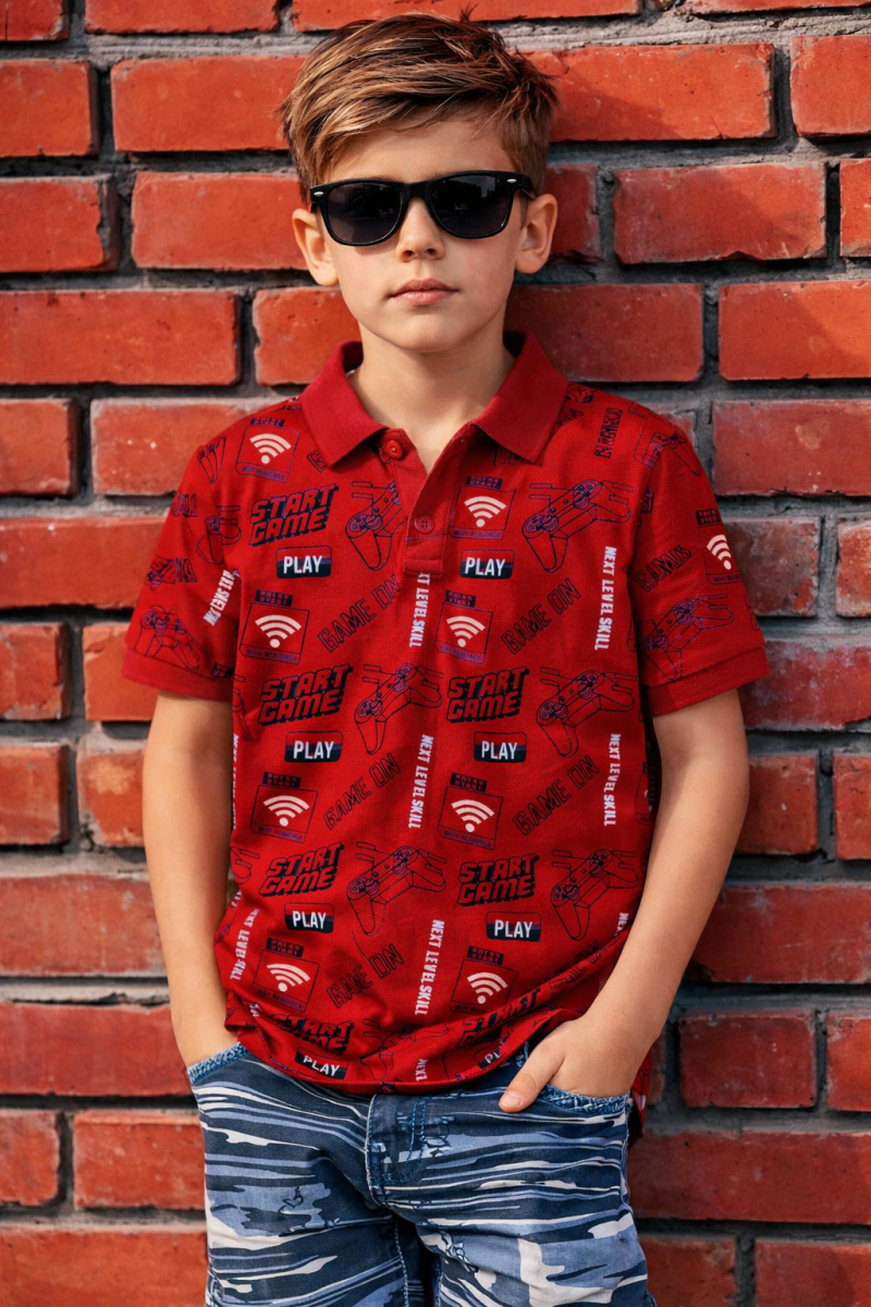 Gaming Printed Polo Shirt for Kids