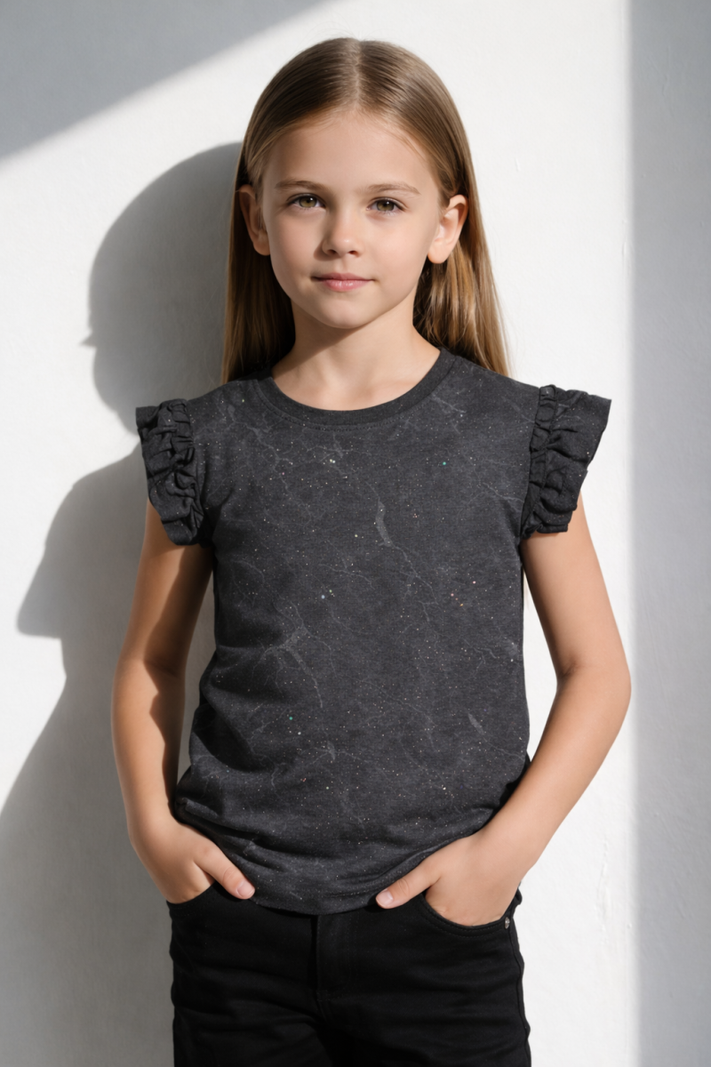 Ruffle Printed T-shirt for Girls