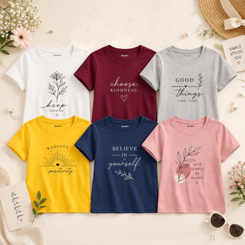 Pack of 6 Keep Radiate Choose Things Printed T-shirts for Girls