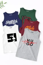Pack of 5 Hugo Streetstyle 51 Kids Printed Tank Tops