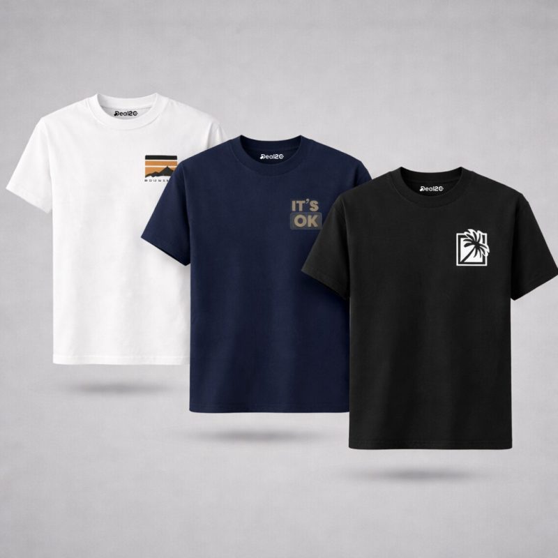 Pack Of 3 Its Ok Tee Mens Printed T-Shirts