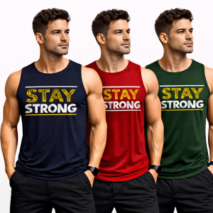 Pack of 3 RGB Stay Strong Printed Tank Tops For Men