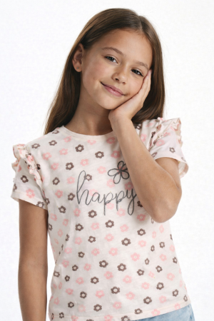 Happy Floral Printed T-shirt for Kids