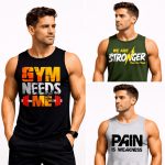 Pack of 3 Gym Needs Stronger Spirit Printed Tank Tops For Men