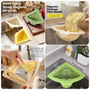 Magnetic Corner Sink Drain Basket