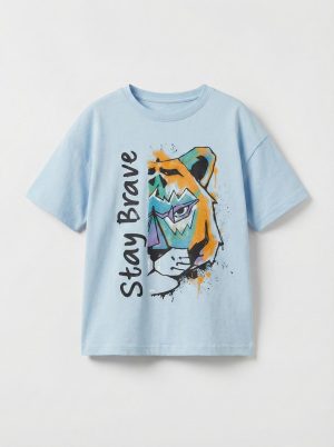 Stay Brave Tiger Printed T-shirt for Boys