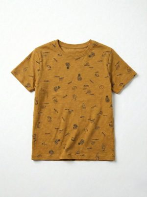 Food Doodle Icons Printed T-shirt for Boys