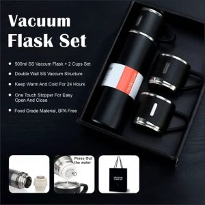 Vacuum Flask Set – Stainless Steel Flask with 2 Cups