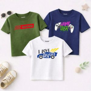 Pack of 3 Car 43 Chill Printed T-Shirts For Boys