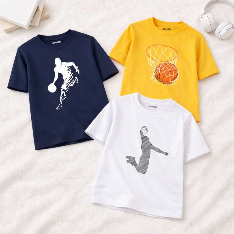 Pack of 3 Dunk Mode Printed T Shirts For Tween Kids Pack of 3 Dunk Mode Printed T Shirts For Tween Kids