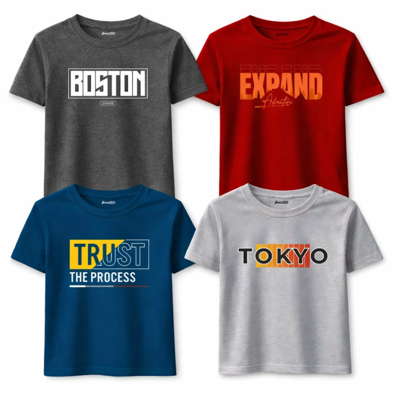 Pack of 4 Tokyo Trust Expand Printed T Shirts For Tween Kids Pack of 4 Tokyo Trust Expand Printed T Shirts For Tween Kids