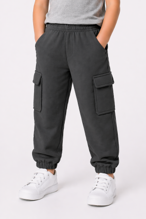 Charcoal Cargo Terry Trouser for Kids