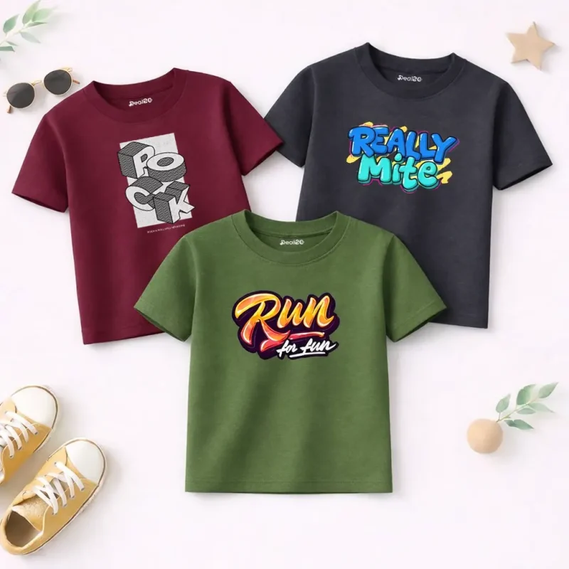 Pack of 3 Really Yum Fun Printed T-Shirts For Boys