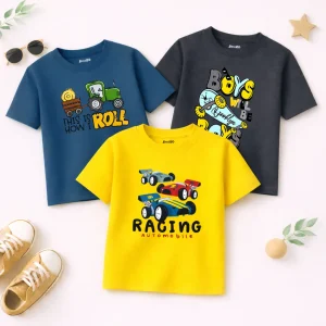 Pack of 3 Flyer Racing Printed T-Shirts For Boys