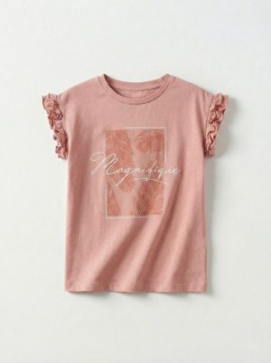 Magnifique Printed Pink T-shirt for Girls