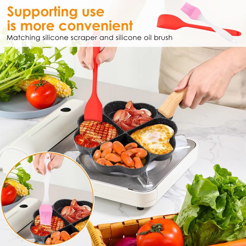 Kitchen Egg Frying Pan – Nonstick 4-Cup Heart Shape